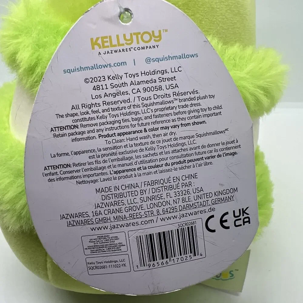 Squishmallows DONELLY The MACARON, Neon Green Macaron Cookie, RARE TAG, NEW 7”